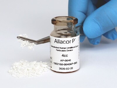 Allacor P is a dehydrated human umbilical cord particulate device.