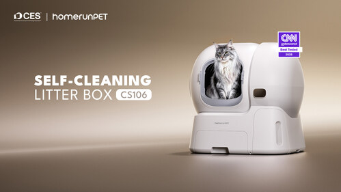 Making its global debut at CES 2026: The CS106, homerunPET’s flagship Self-Cleaning Litter Box.