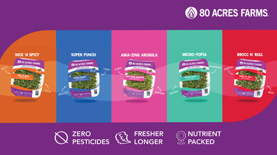80 Acres Farms microgreens in 2 oz. packages.