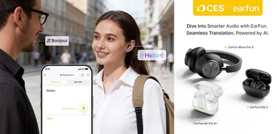 EarFun Unveils Powerful Live AI-Translation with new Air Pro 4+ and Clip 2, alongside new flagship Wave Pro X at CES 2026. EarFun Unveils Powerful Live AI-Translation with new Air Pro 4+ and Clip 2, alongside new flagship Wave Pro X at CES 2026.