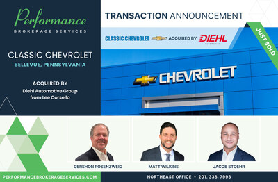 Performance Brokerage Services Advises on the Sale of Classic Chevrolet in Bellevue, Pennsylvania to Diehl Automotive Group
