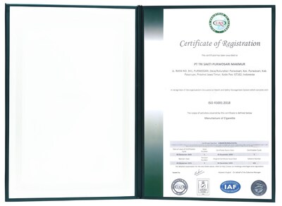 Pabrik KT&amp;G di Indonesia Raih Sertifikat "ISO 45001"
