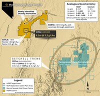 Figure 1: Location of Hot Springs Range Project relative to major gold deposits on Getchell Trend. (CNW Group/Eminent Gold Corp.)