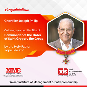 Chevalier Prof. J. Philip honoured by the Holy Father Pope Leo XIV with the title of 'Commander of the Order of Saint Gregory the Great'