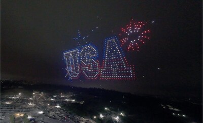 A USA-themed drone display is flown by Sky Elements Drones as part of a Fourth of July celebration in 2025. Credit: Sky Elements Drones A USA-themed drone display is flown by Sky Elements Drones as part of a Fourth of July celebration in 2025. Credit: Sky Elements Drones