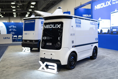 Neolix showcases flagship models X3 and X6 at their CES 2026 booth.