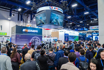 The ENGINEAI booth attracted steady visitor interest. (PRNewsfoto/ENGINEAI Robotics Technology)