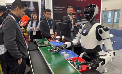 The Embodied Tien Kung 2.0 robot performing sorting tasks at CES
