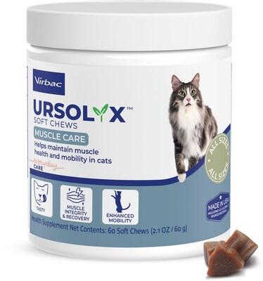 Virbac URSOLYX™ Soft Chews for Cats, launched Jan. 7, 2026, is the first muscle health supplement specifically formulated for felines, addressing muscle health in aging, active or recuperating cats. Photo credit: Virbac Corporation.