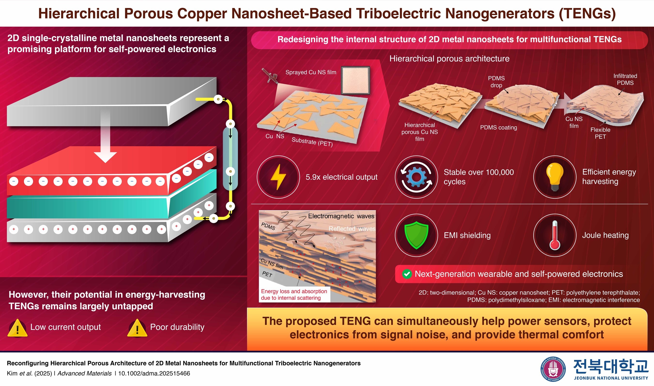 JBNU Researchers Propose Hierarchical Porous Copper Nanosheet-Based Triboelectric Nanogenerators