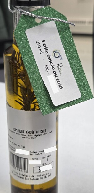 Avis de ne pas consommer d'huile épicée au chili préparée et vendue par l'École hôtelière de l'Outaouais
