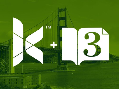 The Kanopi and Chapter Three logos in white over a monochromatic green background image of the Golden Gate Bridge