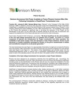 Denison Announces Grid Power Available at Future Phoenix Uranium Mine Site Following Completion of SaskPower Transmission Line (CNW Group/Denison Mines Corp.)