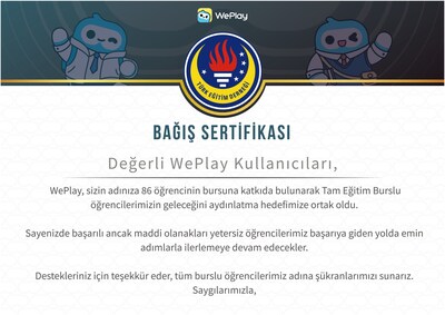 WePlay Partners with Türk Egitim Dernegi (TED) to Support 86 Students in Pursuing Their Dreams