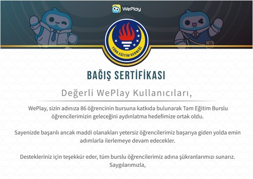 WePlay Partners with Türk Eğitim Derneği (TED) to Support 86 Students in Pursuing Their Dreams