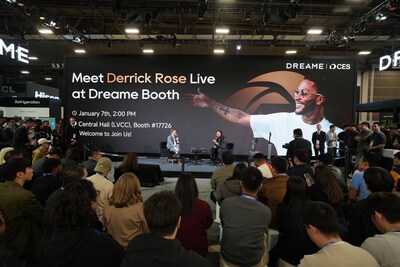 Derrick Rose, former NBA MVP and three-time All-Star, at Dreame's CES 2026 booth, discussing smart living and how optimizing daily routines creates space for recovery, mental clarity, and what truly matters.