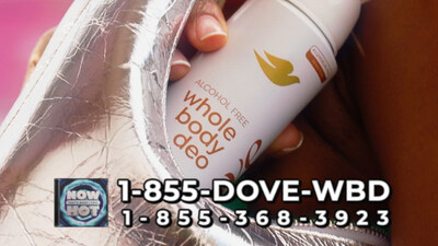 Dove NOW That’s What I Call Hot! spotlights the newly reformatted alcohol-free Whole Body Deo Spray and introduces hotline sweepstakes.