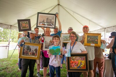 Community artists get to paint alongside the pros at the fast paced Paint Main event during the Gloucester Arts Festival. Shown: 2025 Winners