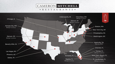 A map of Ocean Prime locations across the United States