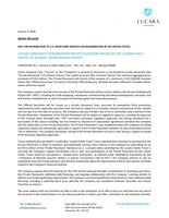 LUCARA ANNOUNCES NON-BROKERED PRIVATE PLACEMENT BACKED BY THE LUNDIN FAMILY TRUSTS, TO ADVANCE UNDERGROUND PROJECT