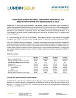 LUNDIN GOLD ACHIEVES RECORD Q4 THROUGHPUT AND ACHIEVES 2025 PRODUCTION GUIDANCE WITH 498,315 OUNCES OF GOLD (CNW Group/Lundin Gold Inc.)
