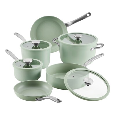 New Circulon Halo with LaserDefense™ Ceramic Nonstick 10 Piece Cookware Set in Sage.