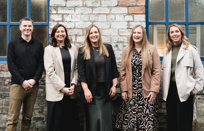 NORR UK's expanded Interior Design team: Jonathan Ives, Gemma Ramsay, Nicolle Cairney, Laura Jones, and Chloe Robertson.