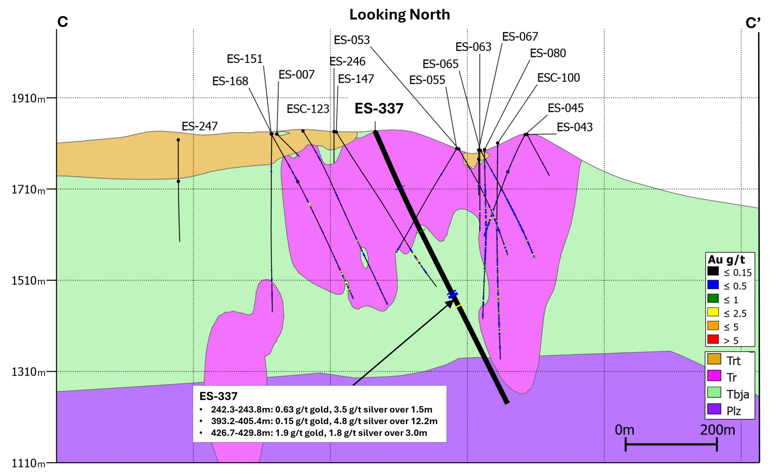 MAP 2b: X-Section (ES-337) (CNW Group/A2 Gold Corp) MAP 2b: X-Section (ES-337) (CNW Group/A2 Gold Corp)