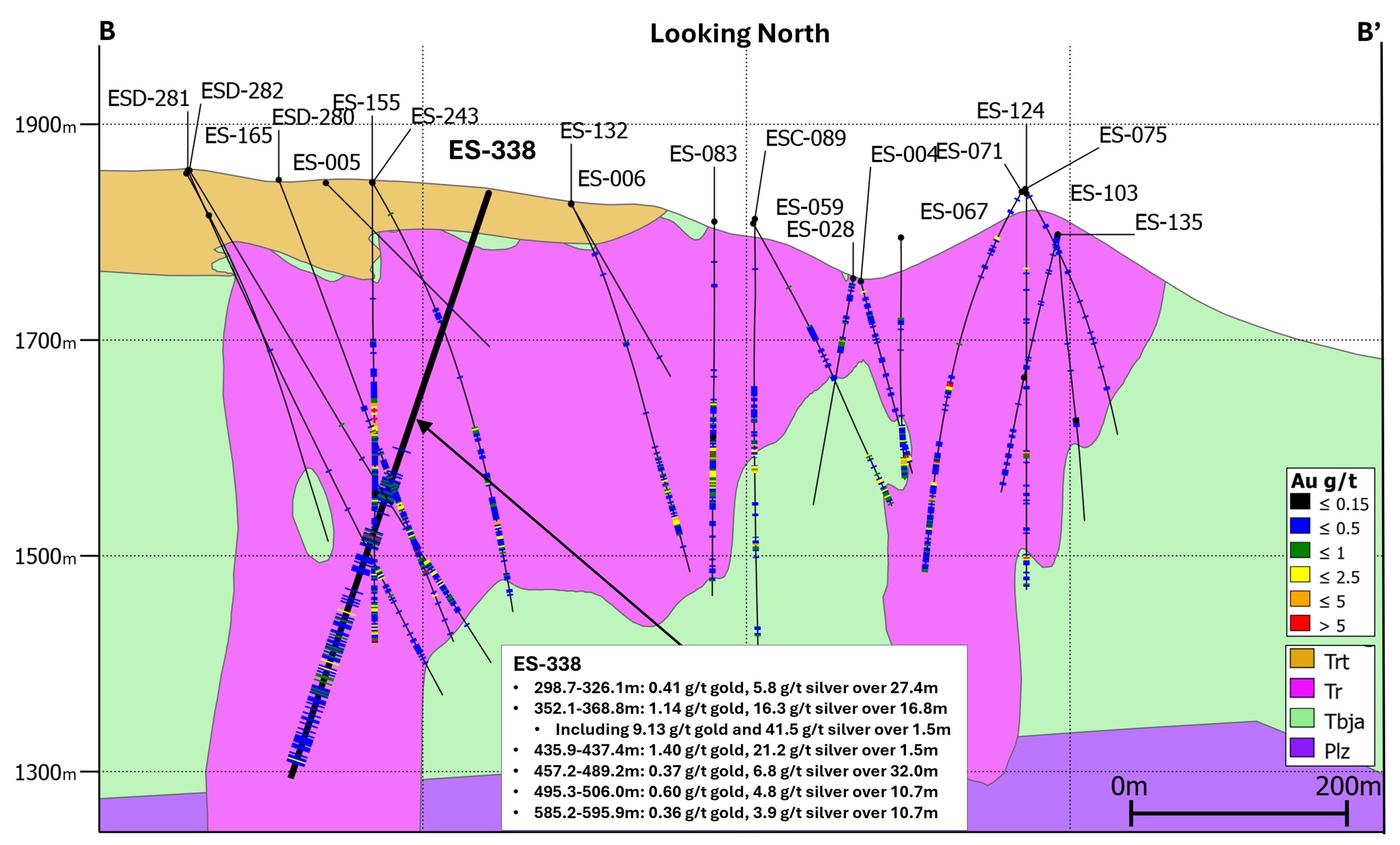 MAP 2c: X-Section (ES-338) (CNW Group/A2 Gold Corp) MAP 2c: X-Section (ES-338) (CNW Group/A2 Gold Corp)