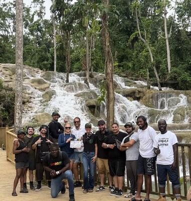 Cast & Crew on location in Jamaica.  Center Nicole Arbour ,Skygrass, Founders Cara Leopardo, Founder Curtis Leopardo.