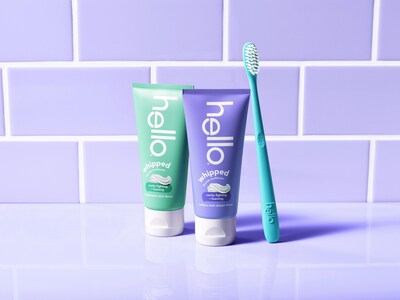 hello whipped fluoride toothpaste is available in two delicious flavors, mellow mint dream and peppermint stick.