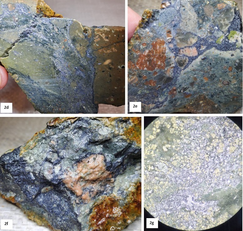 Figure 2d, Galena (?)-pyrite +/- sphalerite vein within rhyolite dyke and diatreme breccia (2e&f). (CNW Group/Northern Shield Resources Inc.) Figure 2d, Galena (?)-pyrite +/- sphalerite vein within rhyolite dyke and diatreme breccia (2e&f). (CNW Group/Northern Shield Resources Inc.)