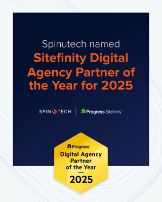 Spinutech recognized as the Sitefinity 2025 Digital Agency Partner of the Year for their high-complexity Sitefinity builds that deliver scalability, governance, speed, and growth.
