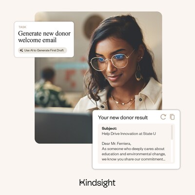 KI Personalized Donor Outreach: Craft tailored emails and call scripts grounded in donor history and engagement signals. (CNW Group/Kindsight)