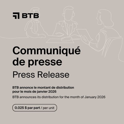 FPI BTB annonce le montant de distribution pour le mois de janvier 2026