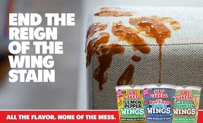 Cup Noodles Wings tackles game day's messy wing problem with all the bold flavor and zero sauce casualties.