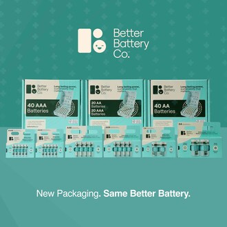 Better Battery Co. propose de petits ensembles de piles alcalines AA, AAA, C, D et 9V, ainsi qu'une gamme de kits de piles innovants conçus pour les ménages modernes.