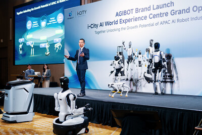 Mr. Abel Deng邓丰先生 , President, Asia-Pacific & Middle East Region, AGIBOT during a presentation at the launch (PRNewsfoto/AGIBOT)