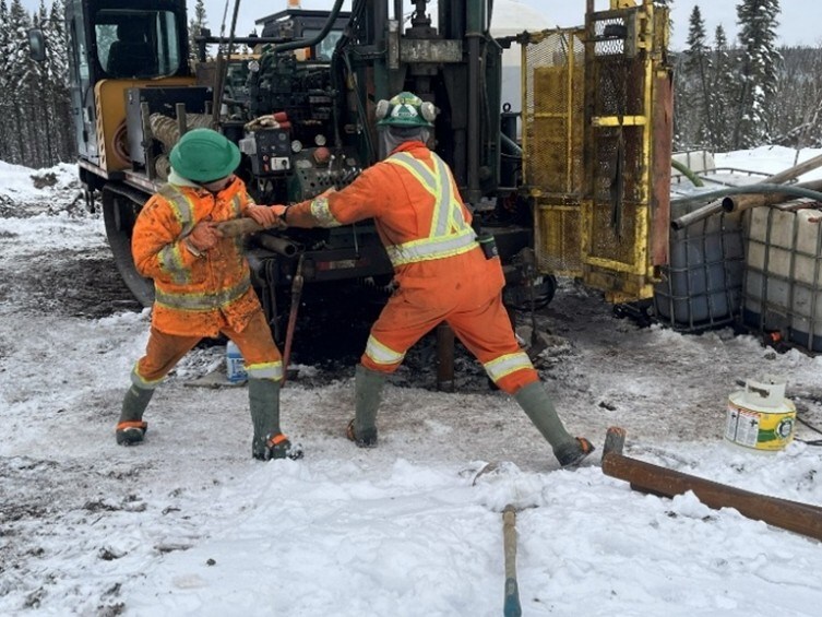 Figure 2.1 – Hydrology drilling, water well logging, snow clearing, and water flow 
monitoring at West Joe (L-R) (CNW Group/Power Metals Corp.)