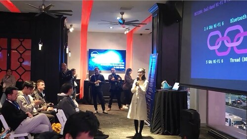 Dr. Diana Zhu, Head of U.S. at RiseLink Technologies, introducing RiseLink’s latest ultra-low-power edge AI chips during CES 2026. The session highlighted how on-device intelligence, efficient connectivity, and system-level design enable scalable, real-world AI products across smart home, robotics, and AI companion applications.