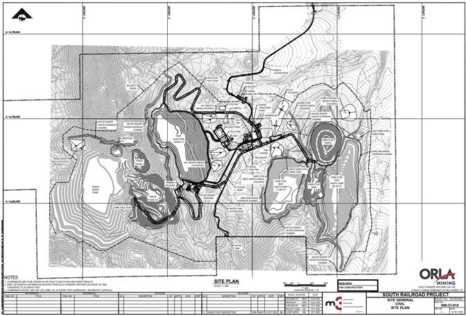 Figure 1: South Railroad Site Plan Layout (CNW Group/Orla Mining Ltd.) Figure 1: South Railroad Site Plan Layout (CNW Group/Orla Mining Ltd.)