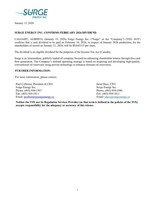 SURGE ENERGY INC. CONFIRMS FEBRUARY 2026 DIVIDEND