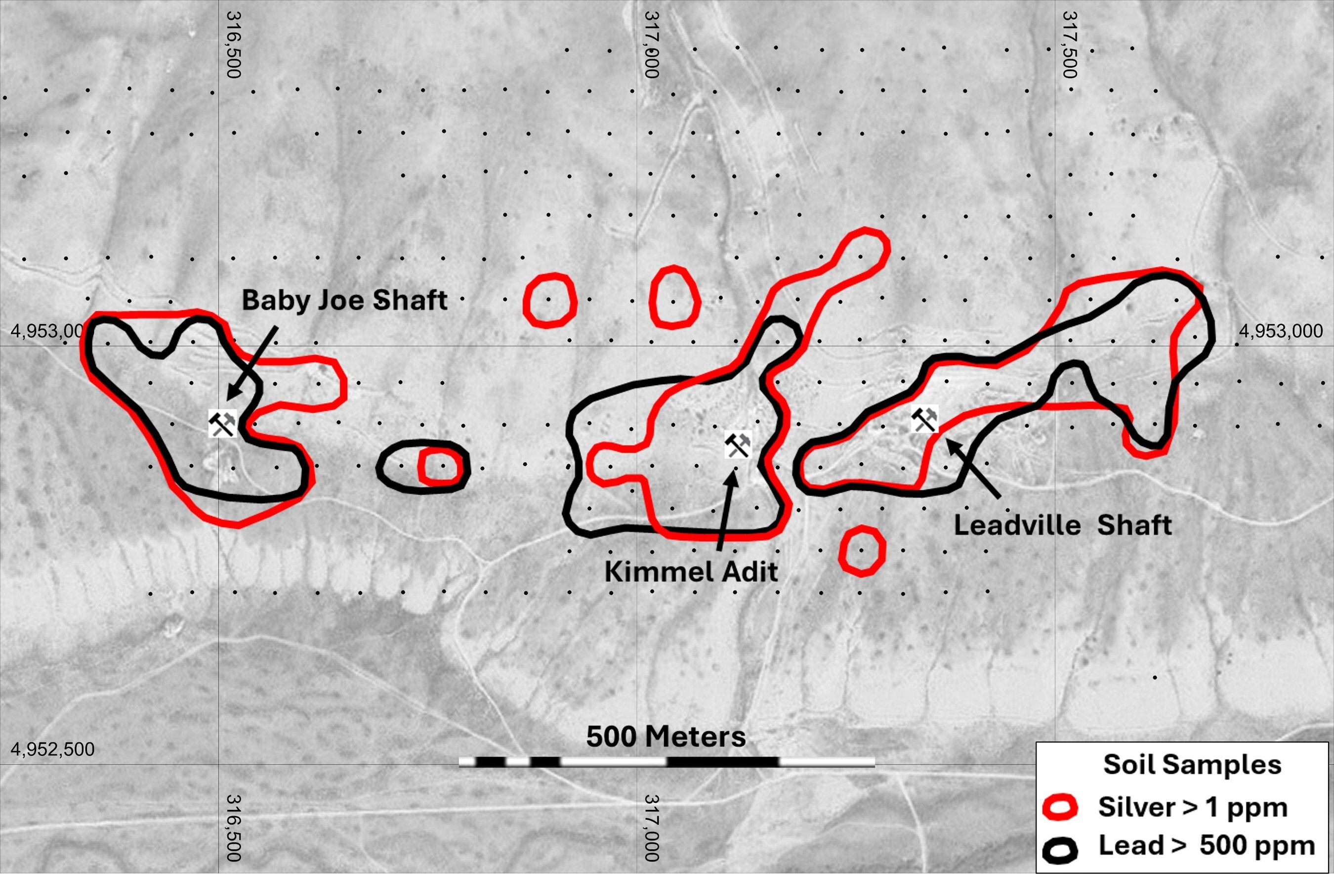 Figure 1 – Oxide Mineralization – 4.5 Square Km Silver-Lead Zone. (CNW Group/Black Mammoth Metals Corp) Figure 1 – Oxide Mineralization – 4.5 Square Km Silver-Lead Zone. (CNW Group/Black Mammoth Metals Corp)