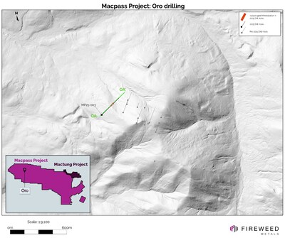 Map 3: Historical and 2025 drilling at Oro (CNW Group/Fireweed Metals Corp.)