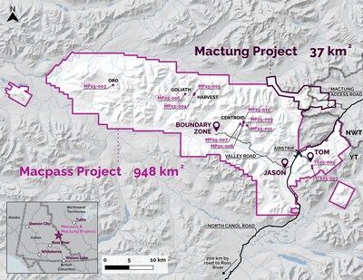 Map 1: Macpass Project and Mactung Project locations (CNW Group/Fireweed Metals Corp.)