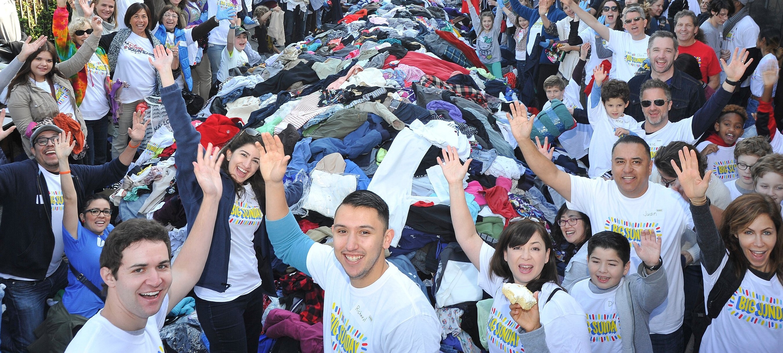 MLK Day: One of USA's Largest Volunteer MLK Day Clothing Drive Events - More than 4,500 Pounds of New & Used Items of Clothing Sorted and Assembled by over a Thousand Big Sunday Volunteers of All Backgrounds and Donated to 60+ Organizations on Monday,