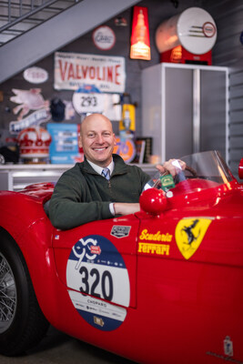 Vince Finaldi in his 1954 Ferrari 500 Mondial Pinin Farina Spyder, which was campaigned in the 1954 Mille Milla by Scuderia Ferrari (placing 15th overall and 5th in class) and also participated in the 2012 Pebble Beach Concours d’Elegance. Photo credit: Joshua Scherling.