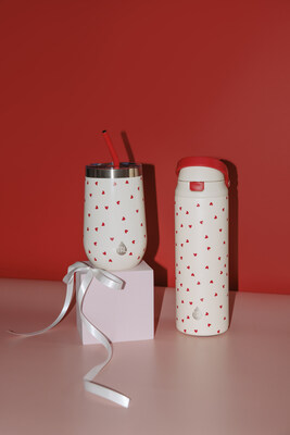 Wine Tumbler and 2-in-1 Straw and Chug Water Bottle in Hearts