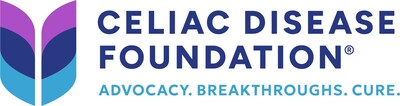 Celiac Disease Foundation Horizontal Logo with Tagline: Advocacy. Breakthroughs. Cure.