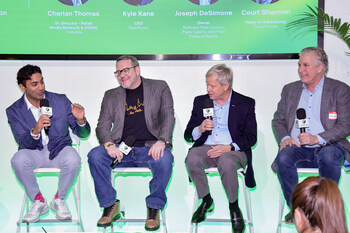 From left to right: Cherian Thomas (T-Mobile), Kyle Kane (DealRoom), Joseph DeSimone (Railroad Pass Casino, Pass Casino, and First Federal Realty), Court Shannon (TouchTunes) ‍